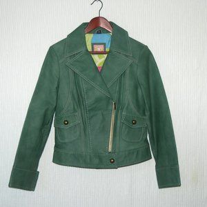 Stacy Adams Vintage Green Genuine Leather Motorcycle Jacket Size Medium